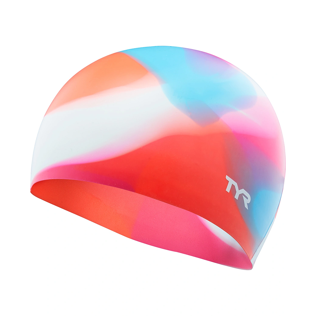  TYR Youth Tie Dye Pink/Blue Silicone Swim Cap
