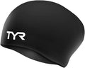  TYR Long Hair Black Silicone Swim Cap